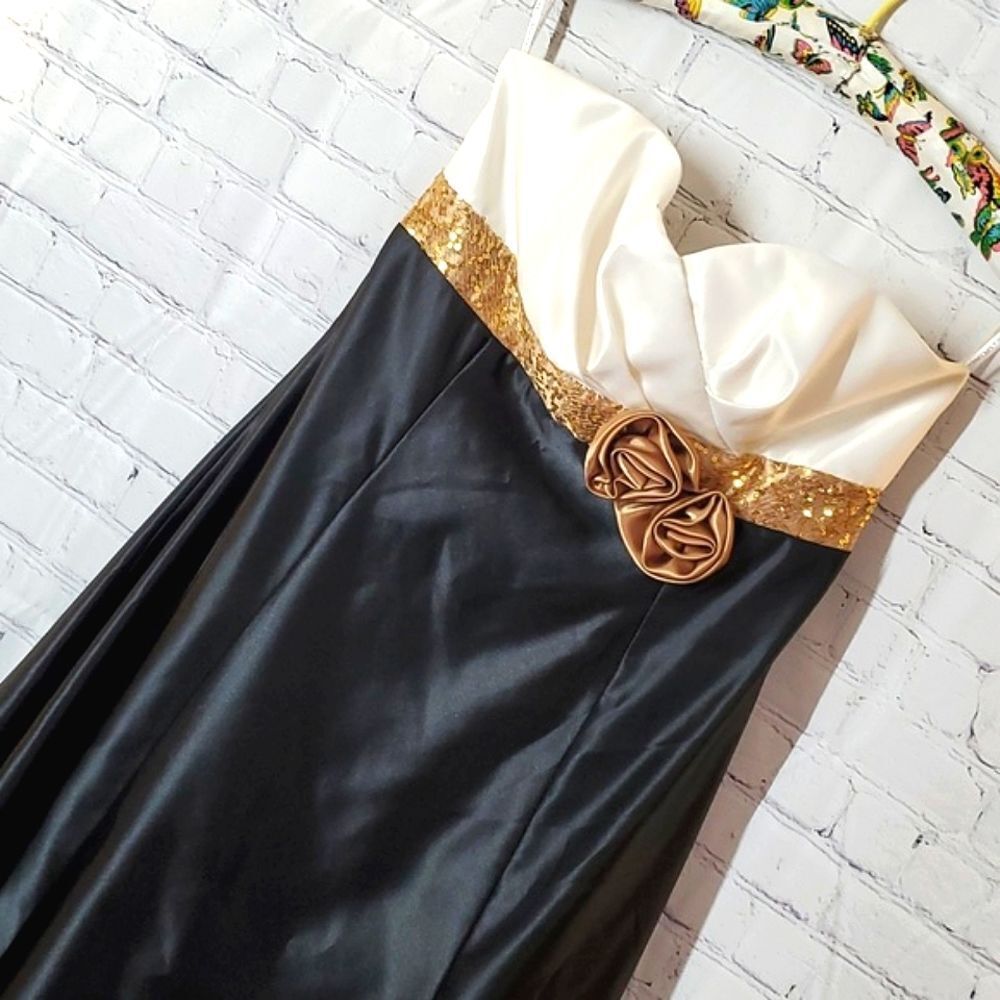 🆕️NWT Y2K Jessica McClintock Gunne Sax Strapless Sequins Black Prom Dress Gown - Picture 10 of 16